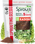 Nature Jims Organic Radish Sprout Seeds – 16 Ounce Premium Non-GMO Radish Seeds for Sprouting, Rich in Vitamins, Minerals, Fiber  Protein – Microgreen  Sprout Seeds for Home Growing