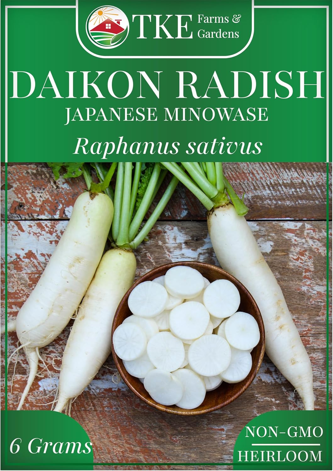 TKE Farms  Gardens - Daikon Radish Seeds for Planting, 500+ Heirloom Non-GMO Seeds, Japanese Minowase, Fast-Growing  Low-Calorie Superfood, Great for Pickling  Cover Crops, Instructions Included