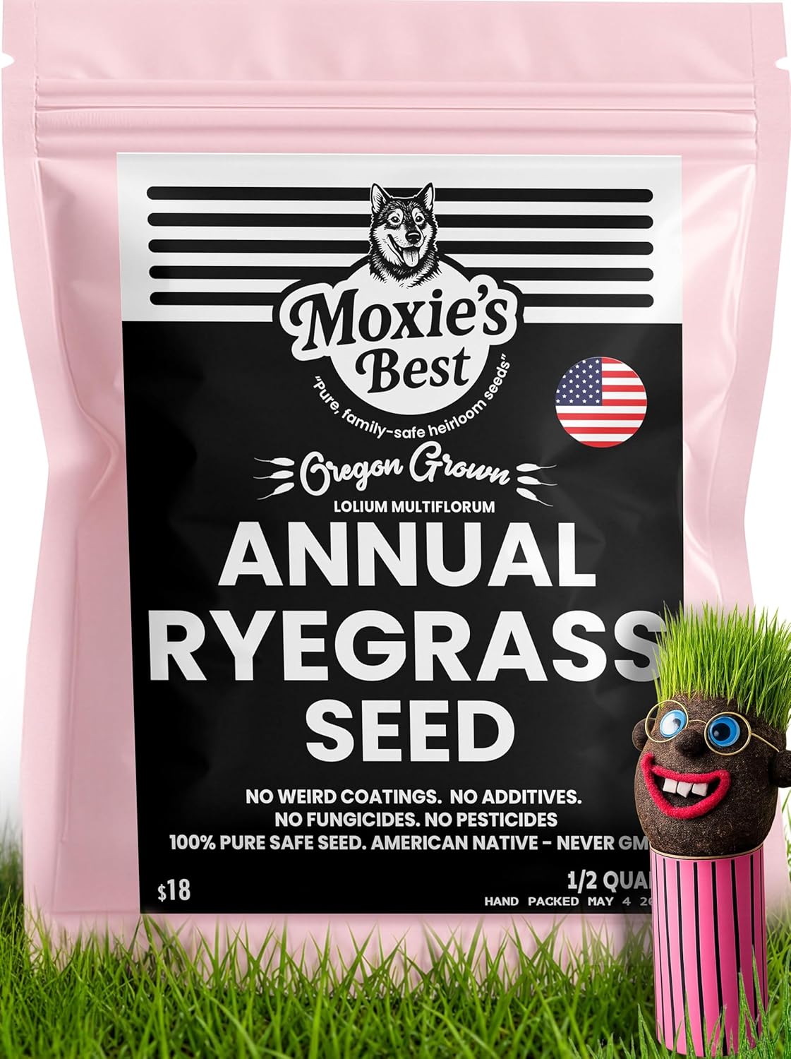 Annual Ryegrass Seed - 1/2 Quart (5.5 oz) Pure Native – Sprouts Grass in 3-6 Days Farm Fresh Seeds Non-GMO Always Zero additives Grown and Packed in the USA