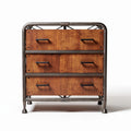 Metal Frame Chest of Drawers with Wooden Fronts – Bedroom Storage Solution – Main Material: Metal and Wood – 50 x 40 x 80cm