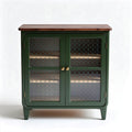 Green Vintage Style Storage Cabinet for Living Room – Wood and Glass – 90 x 40 x 90cm