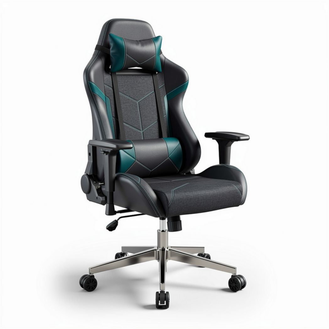 Gaming Office Chair with Adjustable Features – Fabric and Faux Leather – 70 x 70 x 130cm