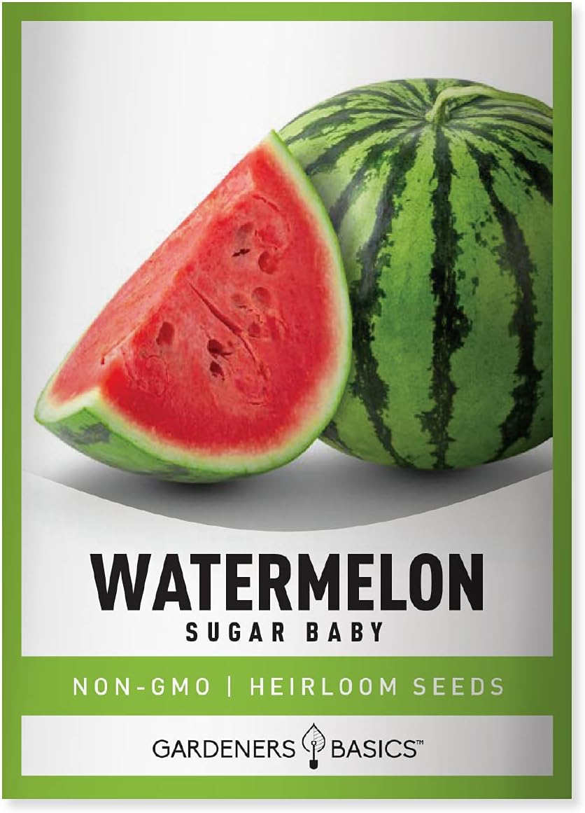 Gardeners Basics, Watermelon Seeds for Planting - Sugar Baby Heirloom Variety, Non-GMO Fruit Seed - 2 Grams of Seeds Great for Outdoor Garden