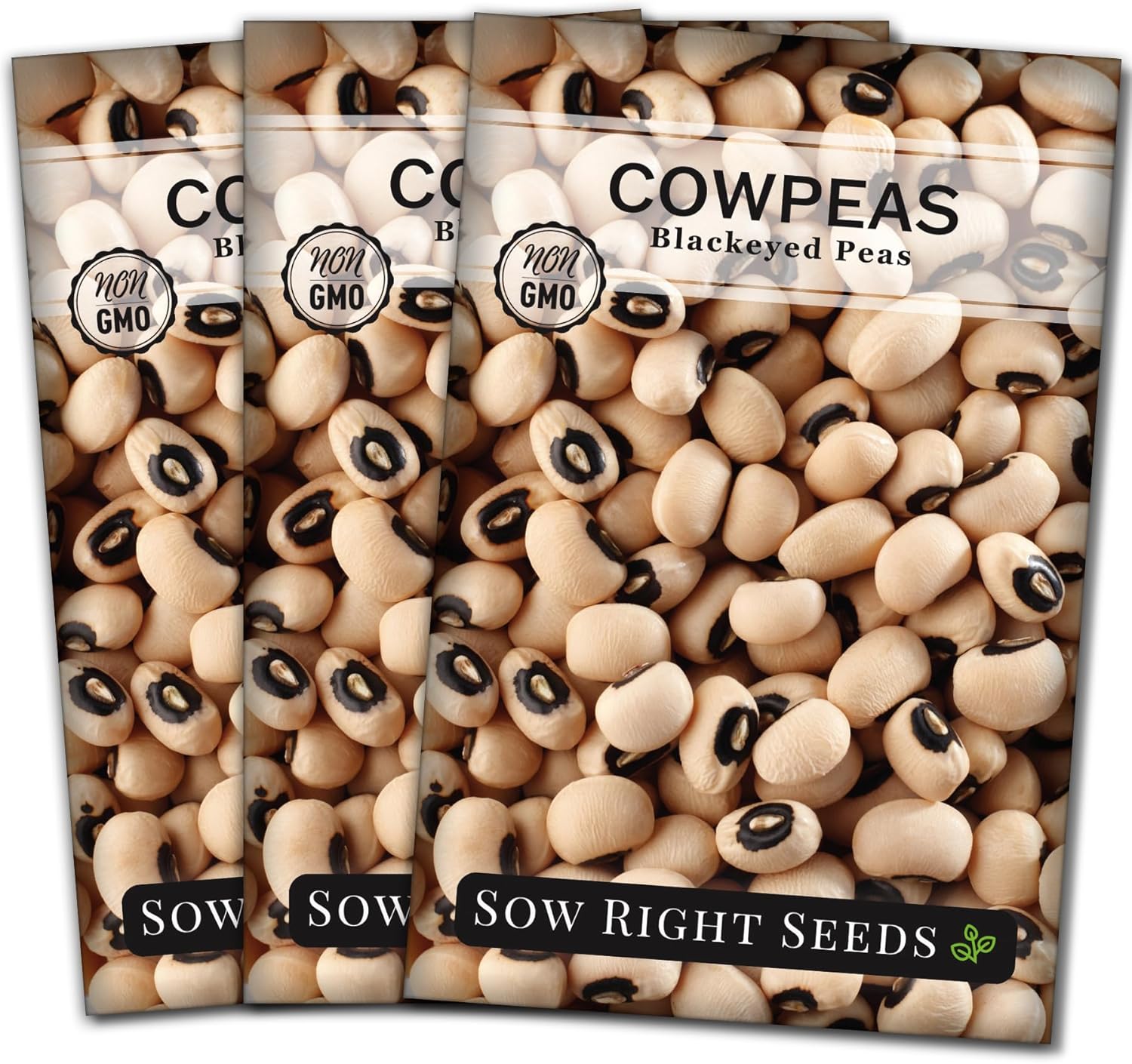 Sow Right Seeds - Black Eyed Cowpea Seeds for Planting - Non-GMO Heirloom Packet with Instructions to Plant a Home Vegetable Garden - Old Fashioned Bush Bean Variety - Extra Lucky (1)(3 Standard Packets)