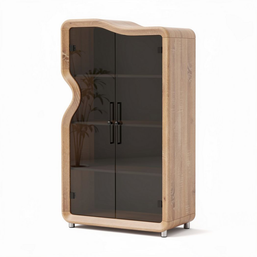 Wooden Display Cabinet with Glass Doors for Home or Office Use – 80 x 40 x 160cm