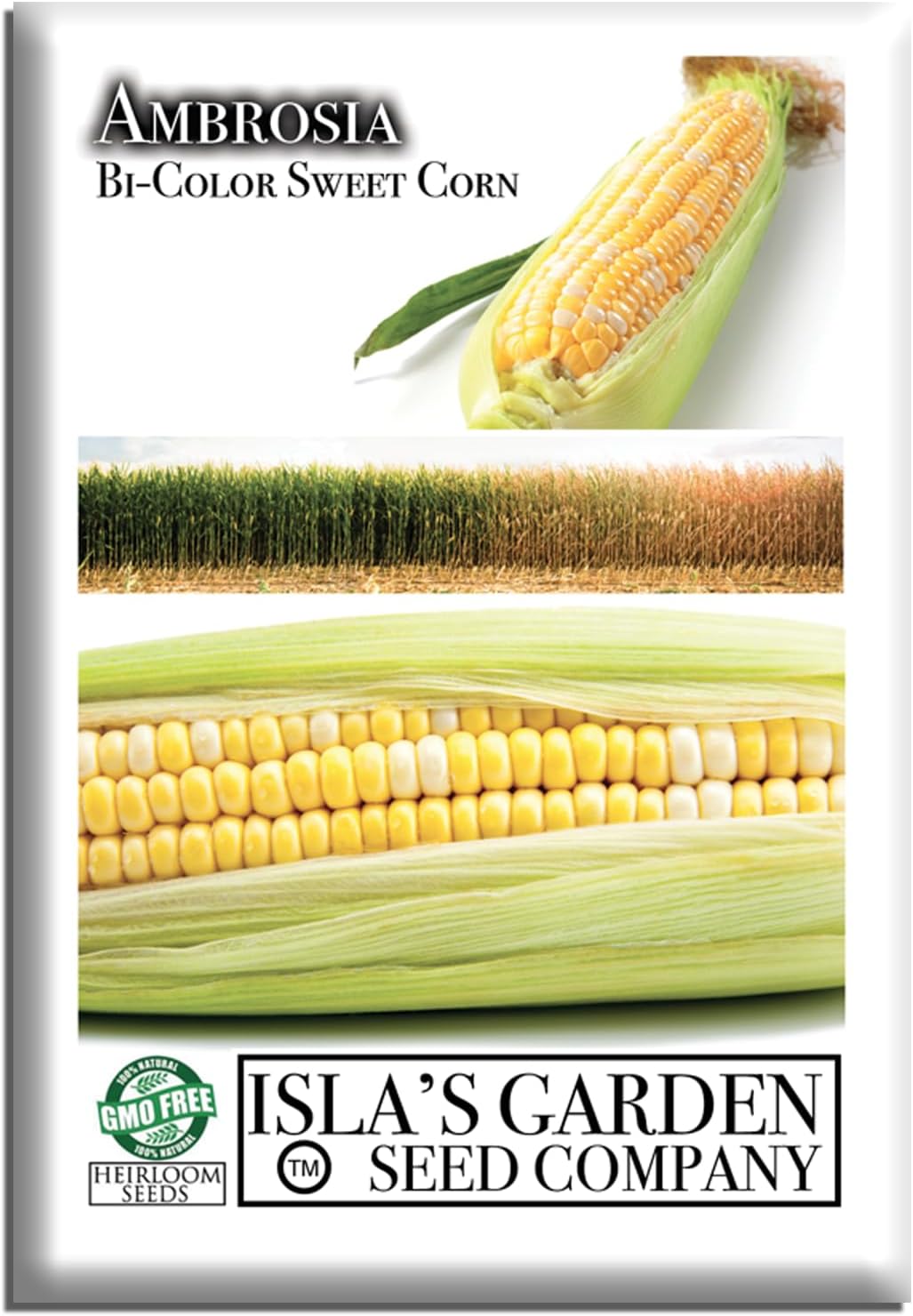 Ambrosia Bi-Color Sweet Corn Seeds (Zea mays) – 50+ Non-GMO Seeds by Isla’s Garden Seeds, Yellow  White Sweetcorn Variety for Backyard Garden Rows and Summer Harvests, Delicious Home Garden Gift Idea