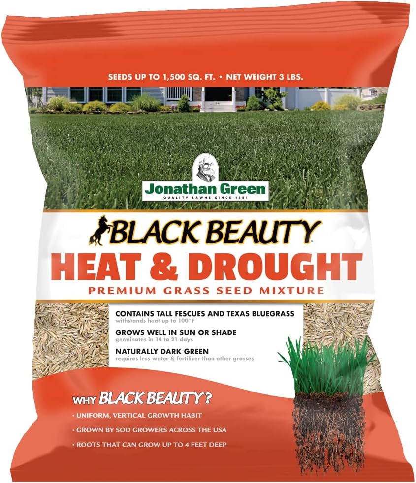 Jonathan Green (10514) Black Beauty Heat  Drought Resistant Grass Seed - Cool Season Lawn Seed (3 lb)
