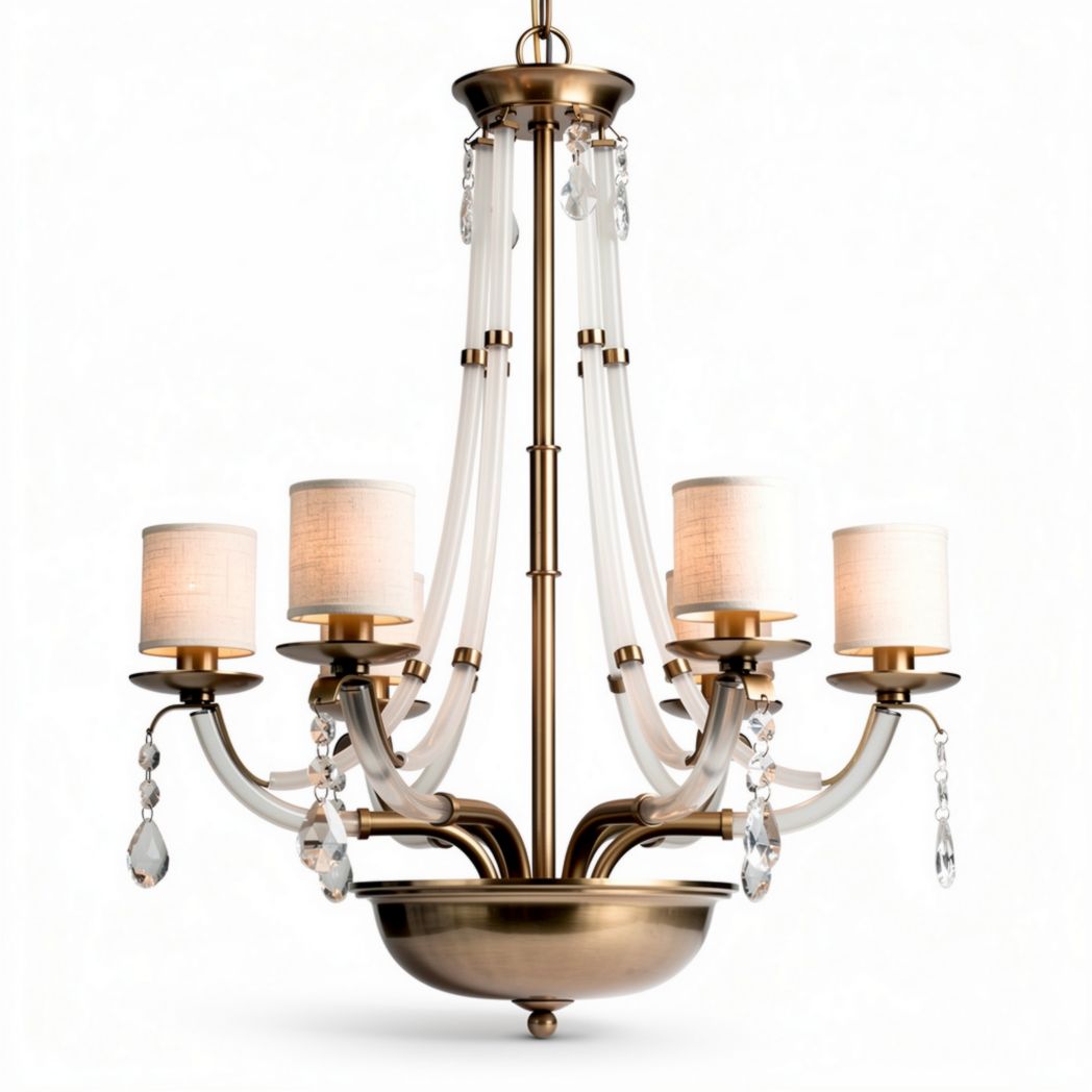 Chandelier Lighting Fixture for Home Décor – Metal and Glass – 50 x 50 x 80cm