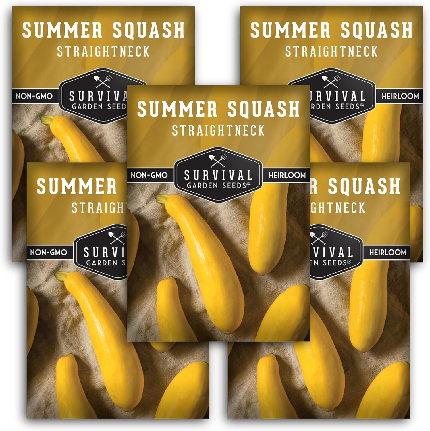 Yellow Straightneck Squash Seeds for Planting – Heirloom Straight Neck Summer Vegetable Seed Variety - Non-GMO, High Yield, Open-Pollinated - Survival Garden Seeds (1 Pack)(5)