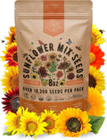 Sunflower Mix Seeds Pack 8 oz - Over 10,300 Non-GMO Heirloom Sunflower Seeds for Planting, Annual Flowers in Individual Seed Packet for Planting Home Garden Indoor  Outdoor Gardening
