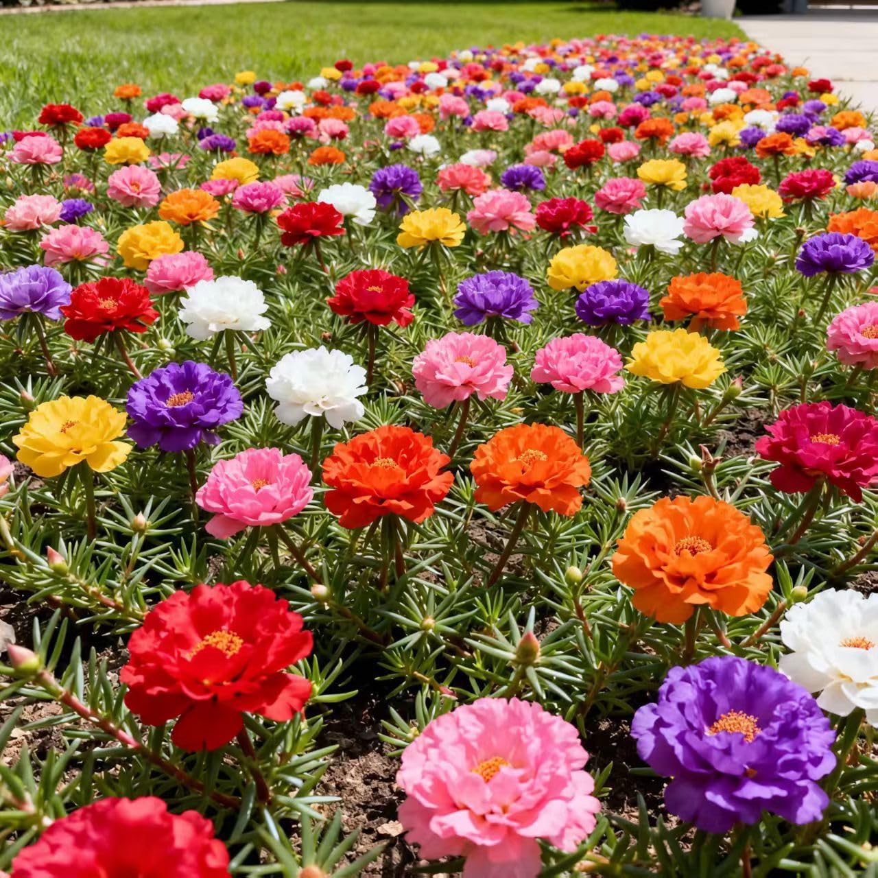 20,000+ Moss Rose Seeds (Portulaca Grandiflora) - Mixed Color Perennial Ground Cover, Non-GMO, Heirloom, Vibrant Blooms for Garden Beds, Outdoor Planting  Garden Beautification