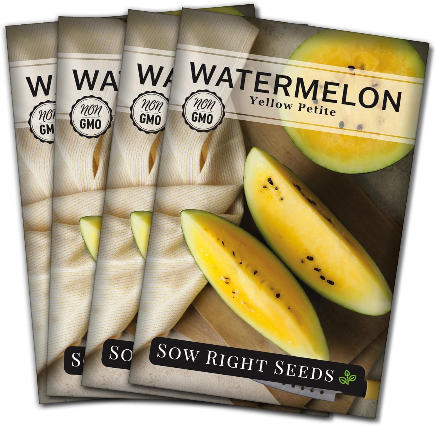 Sow Right Seeds - Yellow Petite Watermelon Seeds for Planting - Non-GMO Heirloom Packet with Instructions to Plant a Home Vegetable Garden - Adaptable Quick Growing Variety - Great Gardening Gift (1)(4)